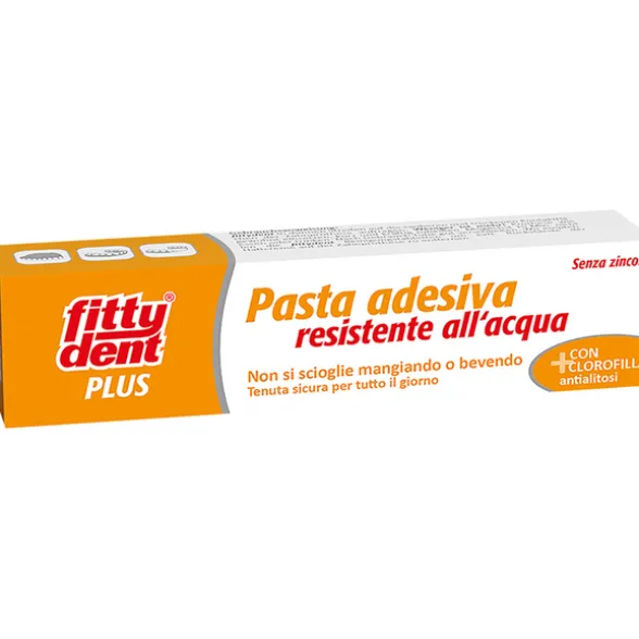 FITTYDENT PASTA ADESIVA PLUS CON CLOROFILLA ANTIALITOSI SENZA ZINCO RESISTENTE ALL'ACQUA PER PROTESI TUBO 40 grammi