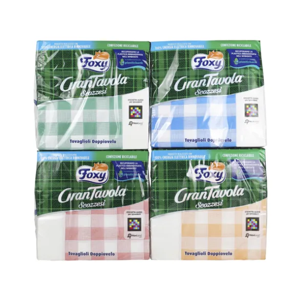FOXY GRAN TAVOLA 42 TOVAGLIOLI 32x32,5 2 VELI CARTA SCOZZESE ASSORTITI