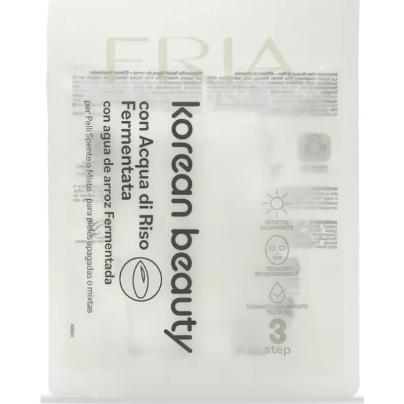 FRIA KOREAN BEAUTY MASK FACE IN TESSUTO CON ACQUA DI RISO FERMENTATA ILLUMINANTE PELLI SPENTE
