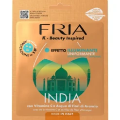 FRIA MASCHERA VISO IN TESSUTO NATURALE BIO ILLUMINANTE UNIFORMANTE INDIA CON VITAMINA C e ACQUA DI FIORI DI ARANCIO