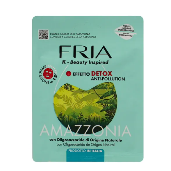 FRIA MASCHERA VISO IN TESSUTO NATURALE BIO DETOX ANTI POLLUTION AMAZZONIA CON OLIGOSACCARIDE NATURALE