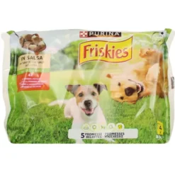 FRISKIES CANE BOCCONI CON MANZO e PATATE IN SALSA 4 BUSTE DA 85 grammi