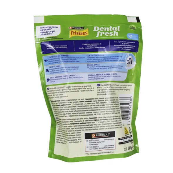 FRISKIES CANE SNACK DENTAL FRESH BUSTA 180 grammi MEDIUM / LARGE CLIP STRIP