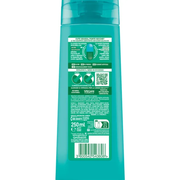 FRUCTIS SHAMPOO PURIFICANTE PURE NON STOP COCONUT WATER CUTE GRASSA PUNTE SECCHE 250 ML