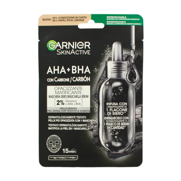 GARNIER SKIN ACTIVE AHA + BHA MASCHERA SIERO CON CARBONE 28 gr