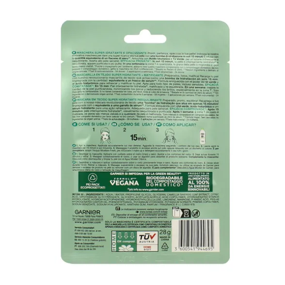 GARNIER SKIN ACTIVE HYDRA BOMB MASCHERA IN TESSUTO RIEQUILIBRANTE 28 grammi