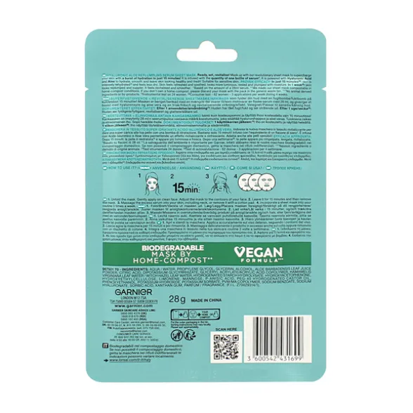 GARNIER SKIN ACTIVE MASCHERA IN TESSUTO HYALURONIC ALOE SUPER IDRATANTE PELLE SECCA
