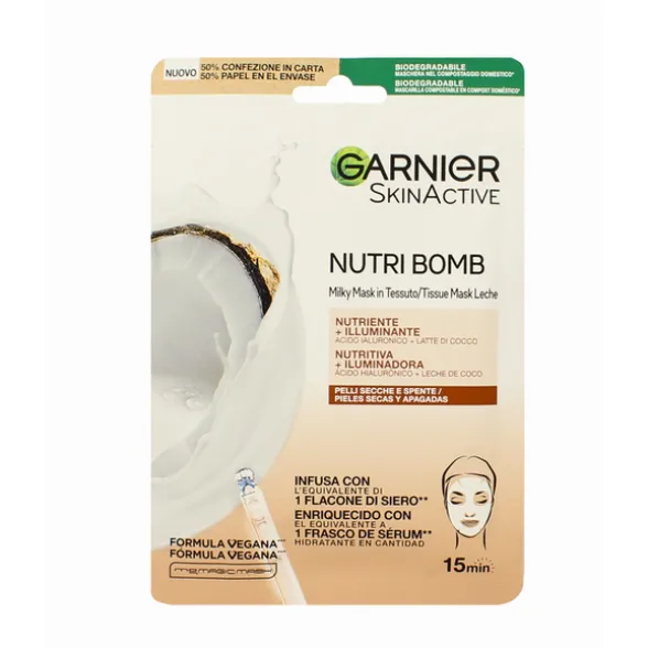 GARNIER SKIN ACTIVE MASCHERA IN TESSUTO NUTRI BOMB LATTE DI COCCO 15 minuti