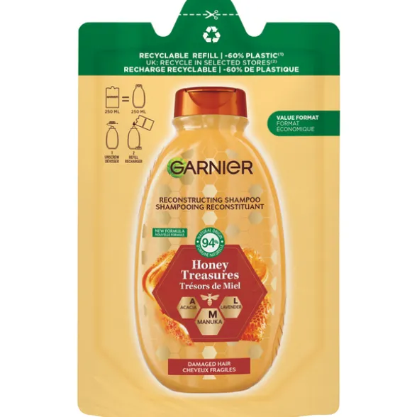 GARNIER ULTRA DOLCE SHAMPOO RICARICA POUCHES TESORI DI MIELE CAPELLI FRAGILI 250 ML