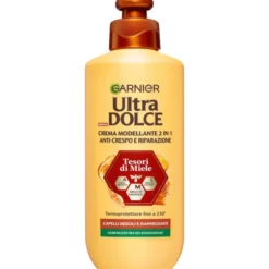 GARNIER ULTRA DOLCE TESORI DI MIELE CREMA MODELLANTE 2 IN 1 TERMOPROTETTORE CAPELLI DEBOLI E DANNEGGIATI 200 ML