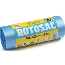 GEL SAC ROTOSAC 20 SACCHI PATTUMIERA CASALINGA CON LEGACCIO FONDO ANTIGOCCIA 50x60 CM 25 LT AZZURRO