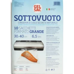 GEL SAC 10 SACCHETTI SOTTOVUOTO GOFFRATO FORMATO GRANDE 30x40 CM 6,5 LITRI
