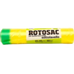 GEL SAC 15 SACCHI PATTUMIERA CM 65x65 CON MANIGLIE IN HDPE GIALLO TRASPARENTE IN ROTOLO