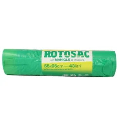 GEL SAC 15 SACCHI VERDI PATTUMIERA IN POLIETILENE MISURA 55x65 IN ROTOLO CON MANIGLIA