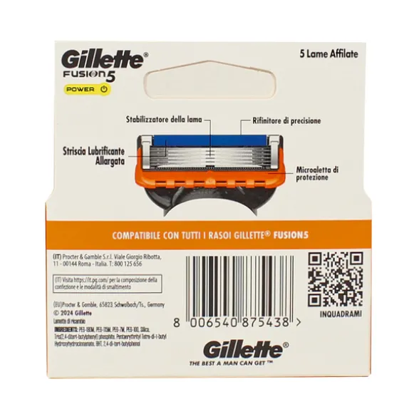 GILLETTE FUSION 5 POWER LAMETTE DI RICAMBIO PER RASOIO 4 PEZZI