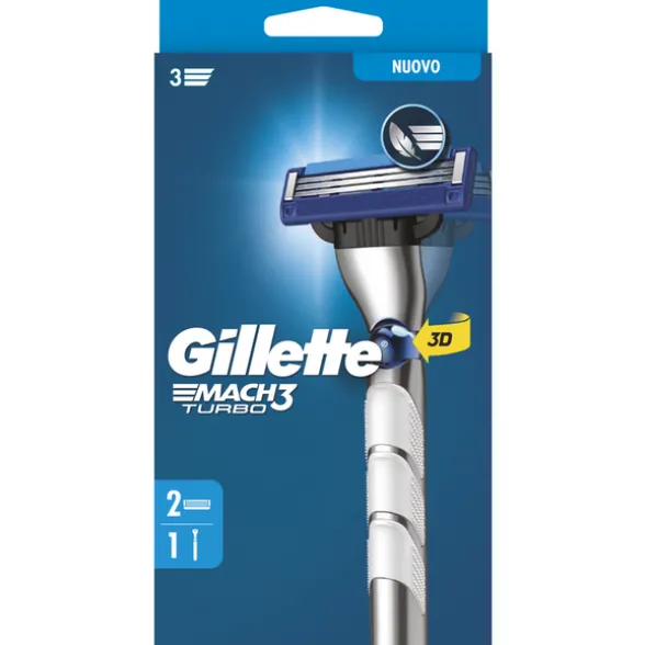 GILLETTE MACH3 RASOIO TURBO + 2 RICARICHE