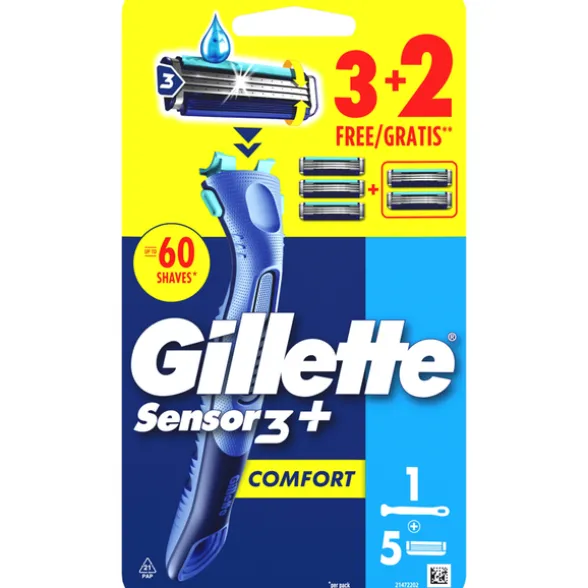 GILLETTE SENSOR 3+ COMFORT RASOIO + 5 RICARICHE
