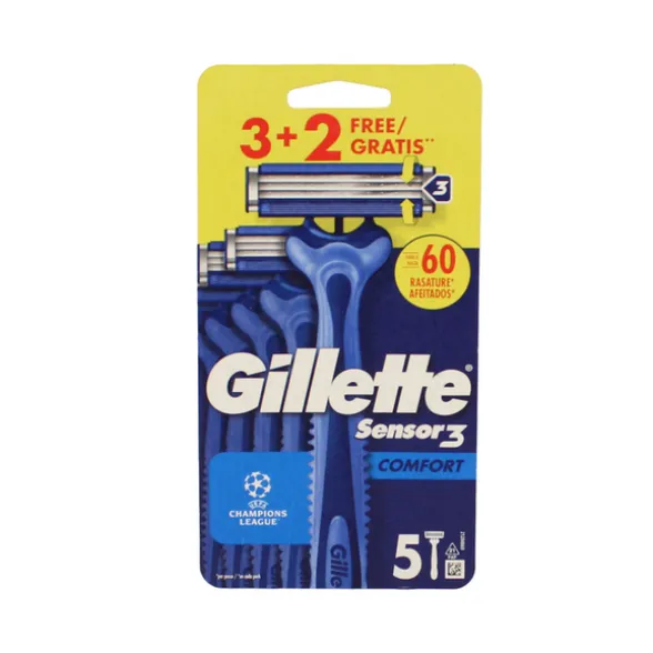 GILLETTE SENSOR3 RASOIO USA&GETTA COMFORT 3+2 pezzi