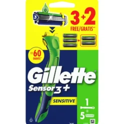 GILLETTE SENSOR 3+ SENSITIVE RASOIO + 5 RICARICHE