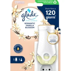 GLADE ELECTRIC ESSENTIAL OIL DIFFUSORE + RICARICA ROMANTIC VANILLA BLOSSOM 20 ML DURATA FINO 120 GIORNI