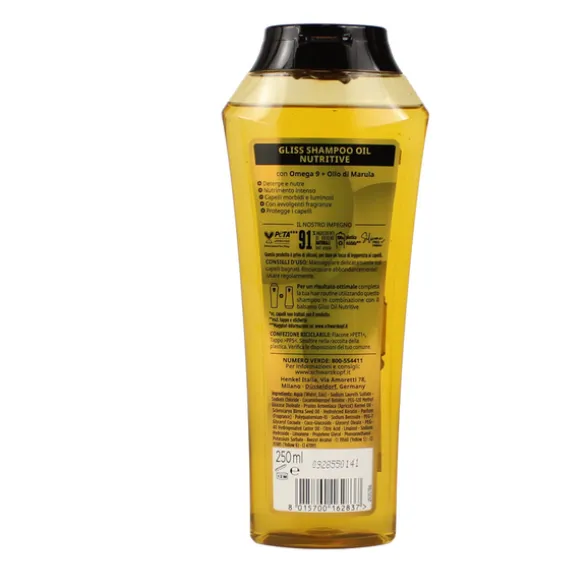 GLISS SHAMPOO OLIO NUTRIENTE CAPELLI FRAGILI, SFIBRATI 250 ML