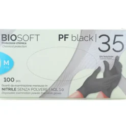 GLOVELY BIOSOFT BLACK 100 GUANTI MONOUSO IN NITRILE SENZA POLVERE COLORE NERO TAGLIA M 7-7,5