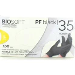 GLOVELY BIOSOFT BLACK 100 GUANTI MONOUSO IN NITRILE SENZA POLVERE COLORE NERO TAGLIA L 8-8,5