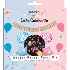 IDEA PARTY LETS CELEBRATE KIT 6 PZ GENDER REVEAL GIRL OR BOY