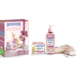 I PROVENZALI COFANETTI AVENA; CREMA VISO 50 ML + GEL DETERGENTE 150 ML + 3 DISCHETTI STRUCCANTI FIBRA BAMBOO IN MESH BAG