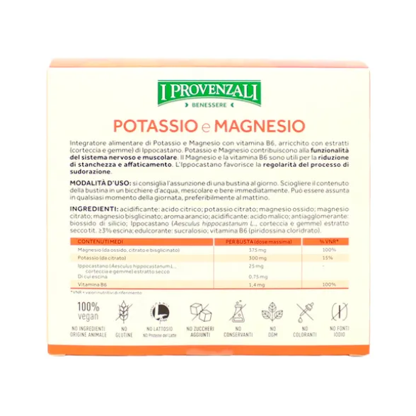 I PROVENZALI POTASSIO E MAGNESIO RICARICA E VITALITA' 20 BUSTINE IDROSOLUBILI INTEGRATORE ALIMENTARE