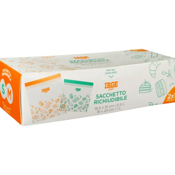 IRGE CASA BUSTA ALIMENTARE RICHIUDIBILE CON ZIP 15 PEZZI 16,5x15 + 15 PEZZI 18x20