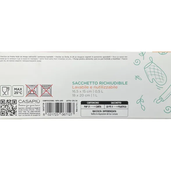 IRGE CASA BUSTA ALIMENTARE RICHIUDIBILE CON ZIP 15 PEZZI 16,5x15 + 15 PEZZI 18x20
