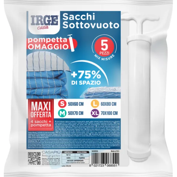 IRGE CASA SET 4 SACCHI SOTTOVUOTO + POMPETTA