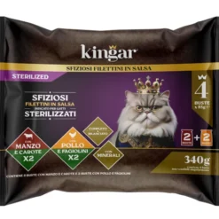 KINGAR CAT FILETTI IN SALSA MANZO E POLLO CON VERDURE 4 BUSTE DA 85 GRAMMI