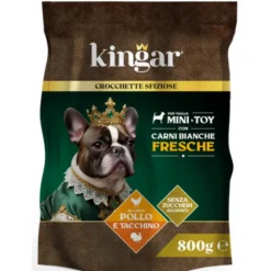 KINGAR DOG CANI TAGLIA MINI BUSTA CIBO SECCO CON CARNE FRESCA POLLO TACCHINO 800 GR..