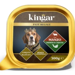 KINGAR DOG PATE' MANZO PAPATE CAROTE VASCHETTA 300 GRAMMI