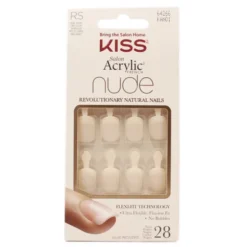 KISS ACRYLIC NUDE FRENCH BREATHTAKING KIT 28 UNGHIE ARTICICIALI CORTE, PUNTA SQUADRATA + COLLA 2 gr 31090