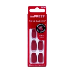 KISS IMPRESS COLOR COFFIN SHAPE 30 UNGHIE AUTOADESIVE SENZA COLLA REDDY OR NOT