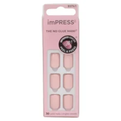 KISS IMPRESS COLOR COFFIN SHAPE 30 UNGHIE AUTOADESIVE SENZA COLLA PICK ME PINK