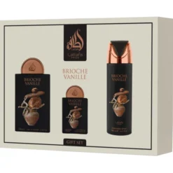 LATTAFA PRIDE COFANETTO BRIOCHE VANILLE 4 PEZZI; EDP 100 ML + EDP 20 ML + DEODORANTE 200 ML + REFILLABLE TRAVEL SPRAY