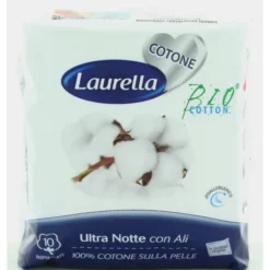 LAURELLA BIO COTTON ASSORBENTE ULTRA NOTTE ALI RIPIEGATO 10 PZ