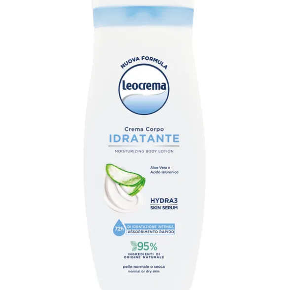 LEOCREMA FLUIDA CREMA CORPO IDRATANTE CON ALOE VERA e ACIDO IALURONICO PELLE NORMALE o SECCA 250 ML