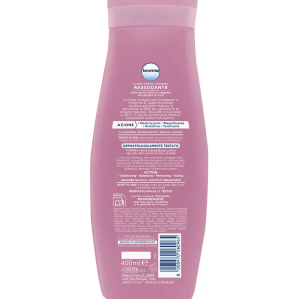 LEOCREMA FLUIDA CREMA CORPO RASSODANTE PELLI MATURE CON COLLAGENE e VITAMIA E per PELLE MOLTO SECCA e SOGGETTA A PERDITA DI TONO 400 ML