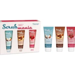 L'ERBORISTICA COFANETTO SCRUB MANIA CORPO LEVIGANTE IDRATANTE 3 PEZZI; COCONUT CREAM, COFFEE LATTE, SWEET CHERRY DA 75 ML