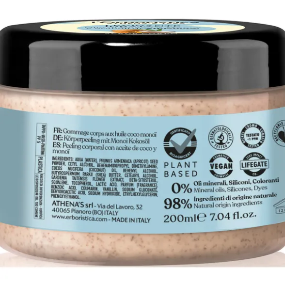 L'ERBORISTICA SCRUB CORPO LEVIGANTE IDRATANTE OLIO DI COCCO & MONOI e GRANULI DI ALBICOCCA TUBO 200 ML