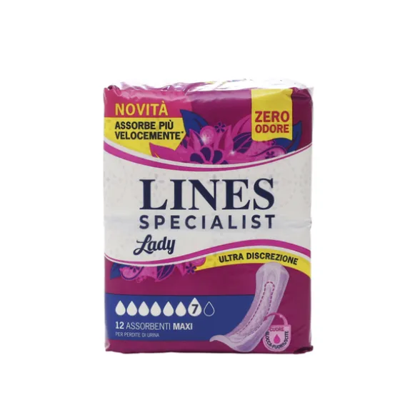 LINES SPECIALIST LADY ULTRA DISCREZIONE MAXI 12 PEZZI ANTI-ODORE ASSORBENTI (ex LINES PERLA MAXI)
