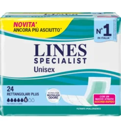 LINES SPECIALIST RETTANGOLARE ASSORBENTI CON BARRIERA 24 PEZZI - DISPOSITIVO MEDICO CE CLASSE 1