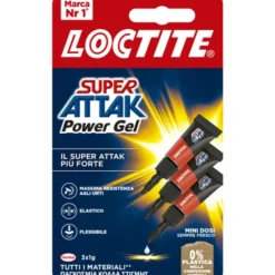 LOCTITE SUPER ATTAK POWER GEL 3 TUBETTI DA 1 GRAMMO STRIP