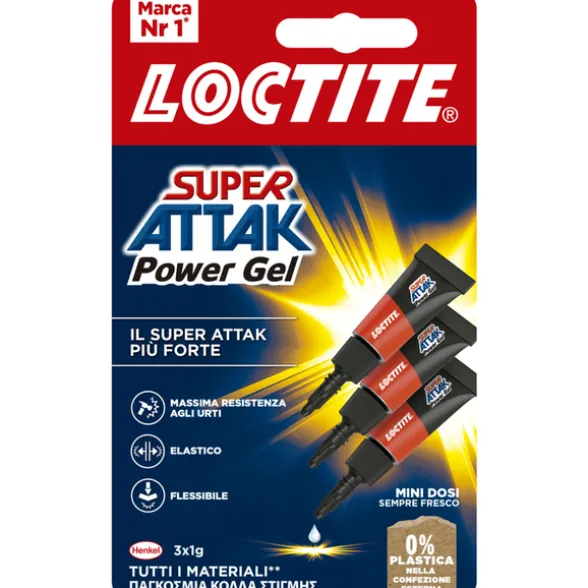 LOCTITE SUPER ATTAK POWER GEL 3 TUBETTI DA 1 GRAMMO STRIP