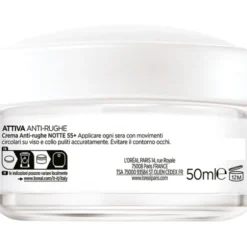L'OREAL ATTIVA ANTIRUGHE CREMA NOTTE TRATTAMENTO DENSIFICANTE CON CALCIO 55+ 50 ML